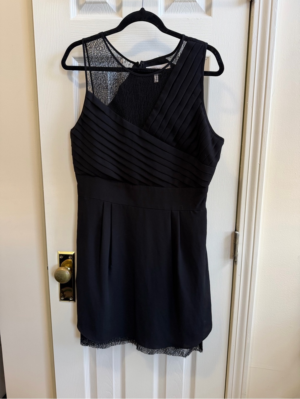 BCBGeneration Black Pleated Mesh Yoke Mini Dress